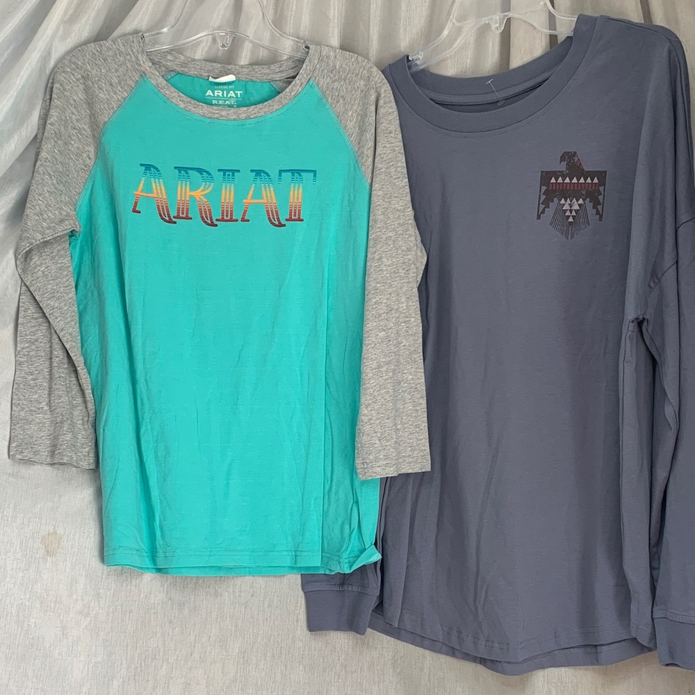 Ariat Teal & Gray Raglan Long Sleeve Tee